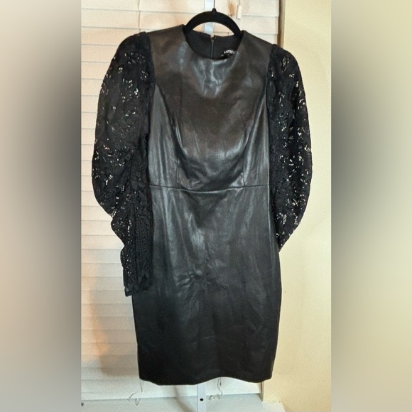 Express Extra Small Faux Leather & Lace Dress - Picture 6 of 11